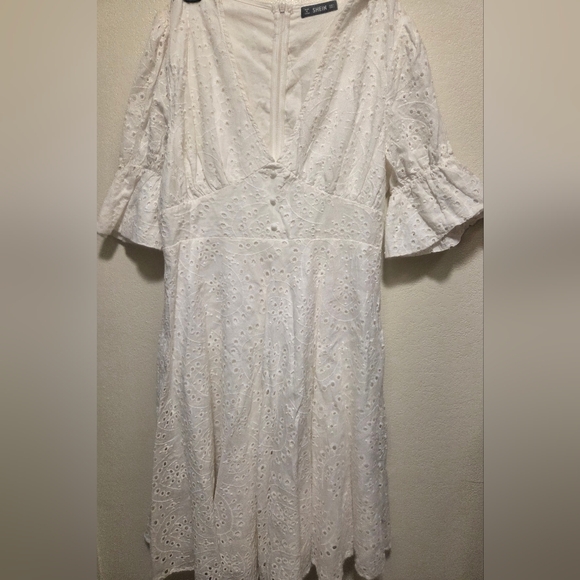 SHEIN Dresses & Skirts - SHEIN White Long Sleeve Eyelet Dress